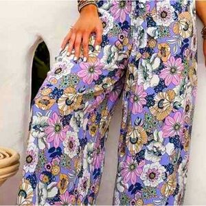 Floral flare pants.